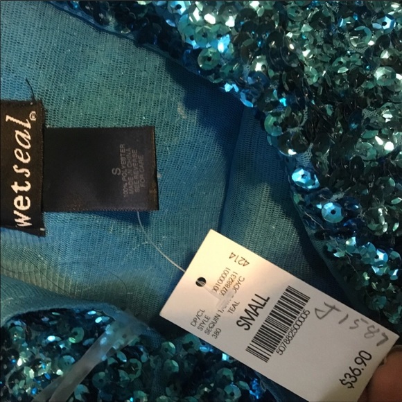 Wet Seal Teal/blue sequence bodycon dress - Picture 2 of 2